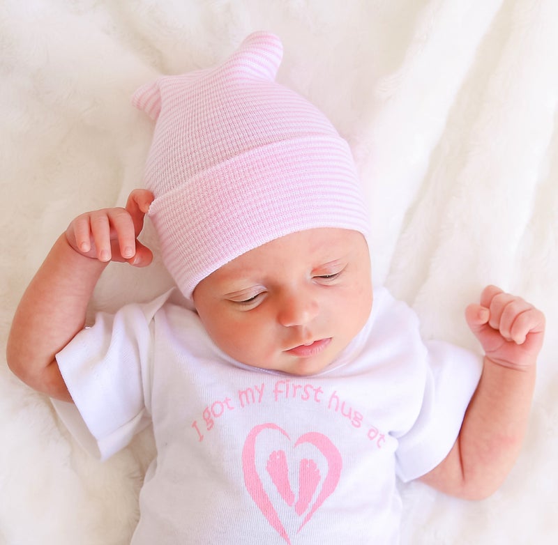 Nurses Choice 5 Piece Hospital Hat & Mitten Set for Newborn Baby (Girl) - Image 3